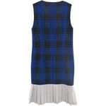 Vintage OOAK plaid double breasted pleated blue white dress small Photo 5