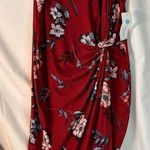 Nine Britton Abigail brushed knit fitted burgundy midi floral dress Size XL Photo 0