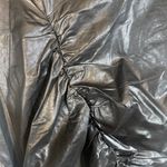 ZARA  Black Fitted Faux Leather V-Neck Ruched Bodycon Dress Women Sz M Photo 4