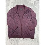 St. John Purple Plum Knit Cardigan Sweater Open Front Floral Pattern Medium Photo 1