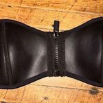 Triangl black S front zipper sexy faux leather swim bikini top Blue Photo 0