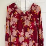 Lucky Brand Women’s Blouse Top S Red Floral Print Tie Boho Peasant Prairie Photo 1