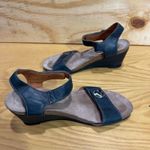 Taos Carousel Blue Leather Wedge Comfort Sandals Size 38 / US 8 Photo 1