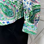 ZARA  Paisley Satin Button Up Blouse White Multi Small Photo 5