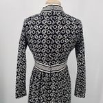 Vintage 70s Geometric Print Maxi Dress Empire Waist Long Sleeve Black White 8 Photo 9