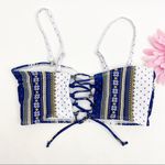 SheIn Tribal Bandeau Lace Up Back Bikini Top Photo 2