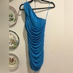 LIONESS NEW  One Shoulder Ruched Bright Blue Mini Dress Photo 2