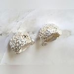 Vintage Retro Silver Half Hoop Clip On Statement Earrings Costume Jewelry Photo 1