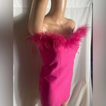 Velvi Sochi Mini Hot Pink Feather Trim Strapless Bodycon Dress Size M Size M Photo 1
