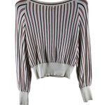 Snidel Retro Cream/Red/Black Striped Balloon Sleeve Sweater Size Small White Photo 3