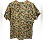 Cotton Club Retro Fun Multicolor Butterfly and Fern Short Sleeve Medical Scrubs Size M Photo 4