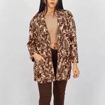 Mango MNG  XS Linen Blend Tropical Oversized Blazer Jacket Business Office NWT‎ Photo 4