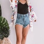 Umgee  LuLu Floral Kimono Fringe Boho Cream colorful medium Photo 8