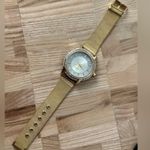 Crystal Embellishments Ladies Watch Silver Shimmery Dial Gold Photo 4