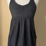 Lululemon Power Technique Charcoal Gray Black Mini Stripe Tank Top Size 4 Photo 0