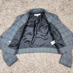 Nine West Cropped Blazer Jacket Womens Size 8 Gray Black Plaid Cute Business Photo 2