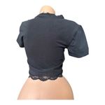 Adidas Originals Black Cropped Lace Trim Tee Women’s size small Photo 3