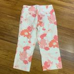 Ann Taylor Floral Print Cropped Pants Womens Size 4 Pink White Casual Career Photo 3