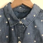 Gap  1969 Cotton Blue Denim White Polka Dots Button Up Long Sleeve Shirt Top Photo 3