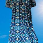 Vintage Navy Blue Maxi Dress V Neck Size L Photo 0