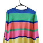 Blair  Multicolor Rainbow Striped Knit Sweater Acrylic Long Sleeve Size Medium Photo 2
