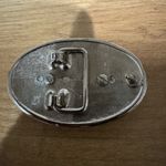 Vintage‎ HAND ETCHED Faux Scrimshaw Sailing Ship Belt Buckle Floral Silver Photo 2