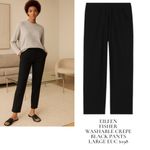 Eileen Fisher BLACK STRAIGHT WASHABLE CREPE TROUSER PANTS LARGE EUC $198 Photo 1