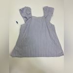 Old Navy  Blue and White Striped Shirt Ruffle Shoulder Size M NWT Photo 9