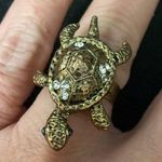 Vintage Bronze Turtle with Rhinestones Expansion Ring Photo 1