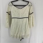 Off The Shoulder Lace Bell Sleeve Romper Womens Small White Photo 8