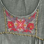 Ecote  top green mineral wash distressed look embroidered Photo 4