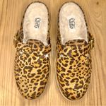 Cliffs by White Mountain Homey Leopard Print Buckle Detail Faux Fur Lined Mules Brown Size 7 Photo 4