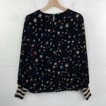 Nookie Nooki London Josie Printed Velvet Blouse Stars Print Long Sleeve pullover Large Photo 7