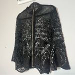 Bold Elements Bold Element Lace Blouse Crochet Top Black Gold Zip Back Long Size Large Floral Photo 10