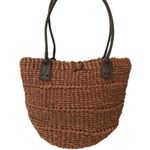 Vintage Jute Twine & Leather Handmade Tote Bag – Boho Woven Shoulder Bag Brown Photo 12