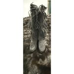 Nature Breeze  Boots Womens SZ 9 black tall Suede Fringe Boot Photo 1
