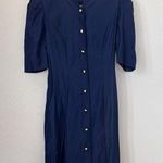 All that jazz Vintage 80s Solid Button Front Short Sleeve Bow Back Dress Photo 0