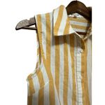 After Market  Yellow White Stripe Sleeveless Tie Front Collared Shirt Size M Photo 3