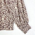 Nation Ltd  Melanie Smocked Peasant Tee Size Medium Antique Leopard Pima Cotton Photo 4