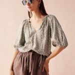Anthropologie Omika Isla Tasseled Blouse Elliot Galapago Womens Size Small Green Photo 0