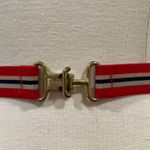 Vintage Snaffel Belt Red Blue Stripe Gold buckle Size small Photo 0