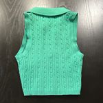 Bershka Green Cable Knit Collared Crop Top Photo 3