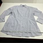 Ming Wang  Pinstripe Peplum Tunic Shirt Blue White Womens Size Large Cotton Photo 9