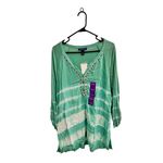 Bandolino Green Tie Dye V Neck 3/4 Sleeve Bohemian Tunic Size XXL retro Photo 1
