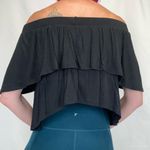 Go Couture Women's Off Shoulder Tiered Black Cropped Blouse L LG Large Ruffles Photo 1