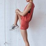 FP Movement Free People Hot Shot Shortsie Coral Muscle Tank Romper Size Medium Pink Photo 1