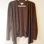 Charter Club  Cardigan Brown Faux Suede Open Front Waterfall Cardi Sz L EUC Photo 0