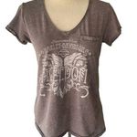 Harley Davidson  V Neck Yellowstone Graphic Tee Top Size Large Lightweight Biker Photo 0