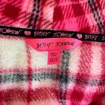 Betsey Johnson  XS / SMALL ROBE Bathrobe Ultra Plush Furry Fleece Plaid Soft Pink Photo 5