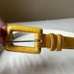 American Vintage 80s Vintage Yellow Genuine Snake Skin Leather Belt Square Buckle Large Photo 4